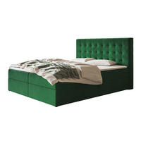 BOXBETT RIO mit 2 Bettkästen, 120x200, Farbe: Grün, Velourstoff, Doppelbett mit Bonell-Matratze - Grün, Holz/Kunststoff (120/200cm) - Alpi-Möbel
