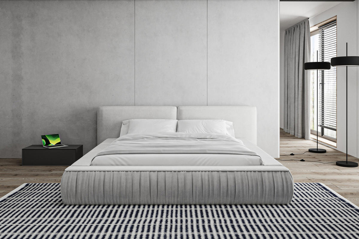 POLSTERBETT - Bett 08 - 160x200 - Silber (Riviera 82) - Silberfarben, Holzwerkstoff (160/200cm) - Möblo