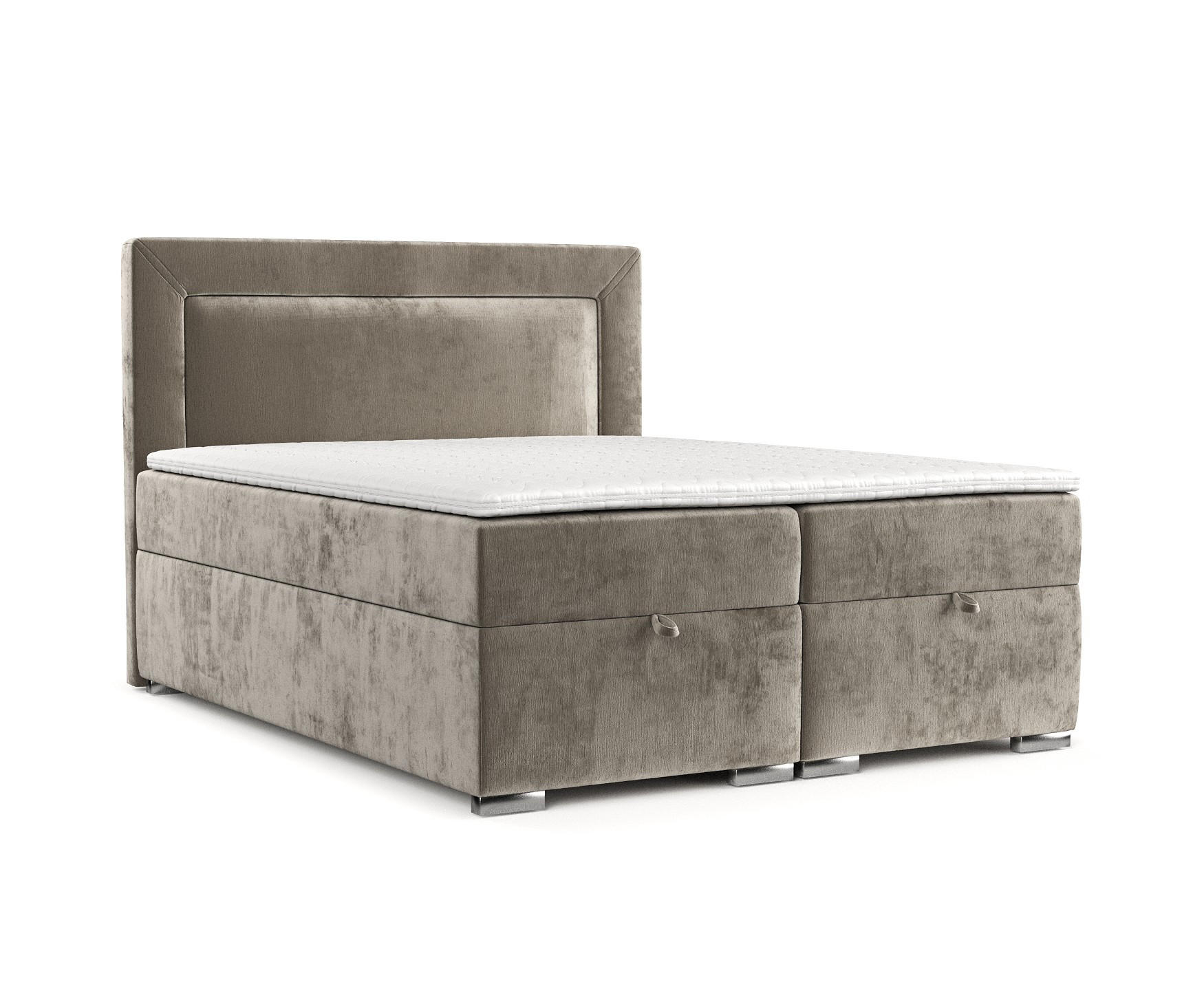 BOXBETT Lontano 120/200 cm Beige im Lotta Stoff - Chromfarben/Beige, Holz/Holzwerkstoff (120/200cm) - AltaBeds