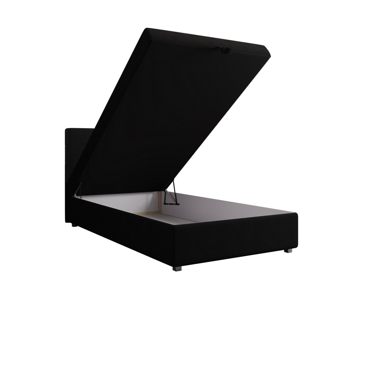 BOXBETT FADO 11 120x200, mit Matratze H3, Bonell und Topper, Cosmic 100 - Schwarz, Holz/Kunststoff (120/200cm) - Bedante