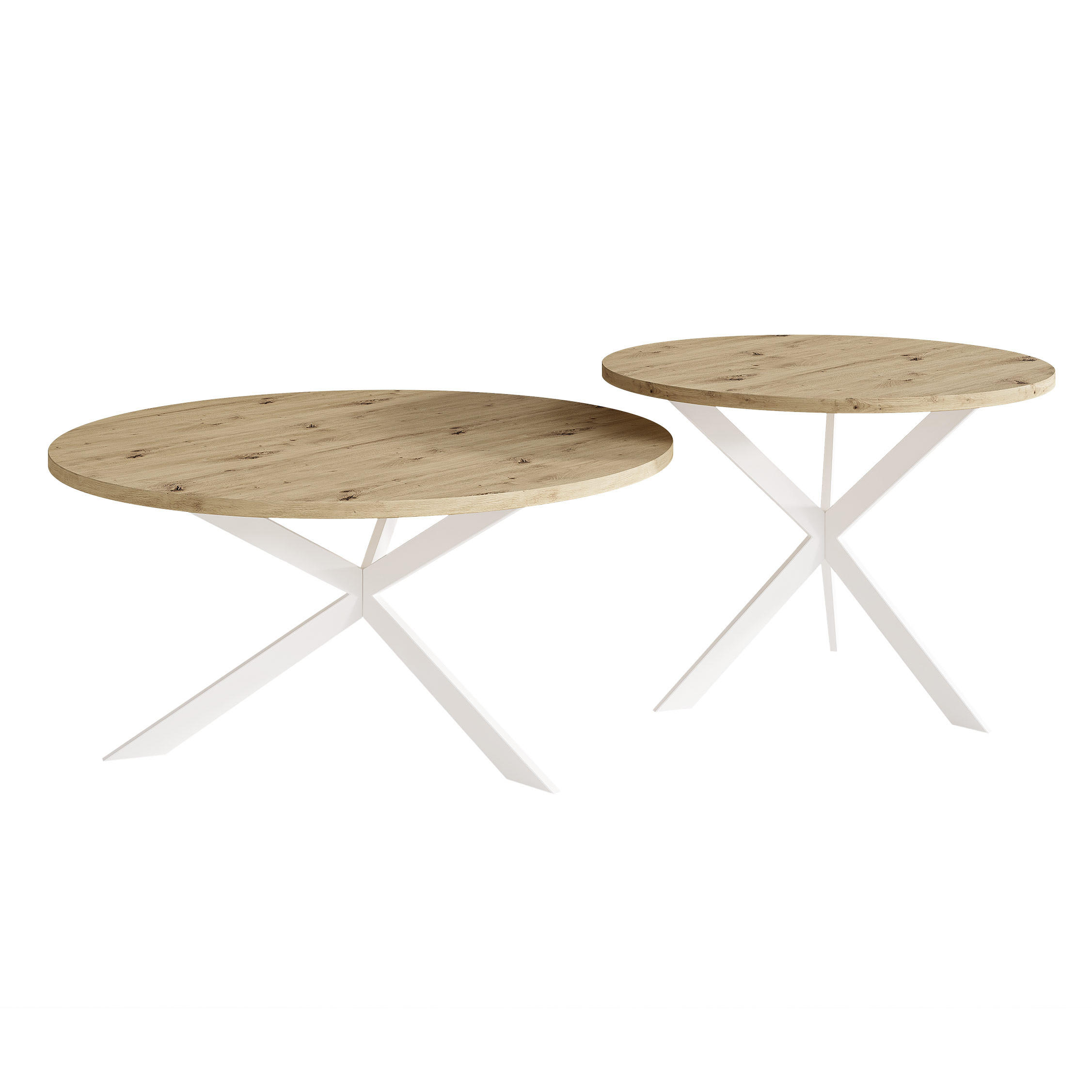 Idohome KONFERENČNÍ STOLEK LIBERO kulatý z MDF, bílý / dub Artisan