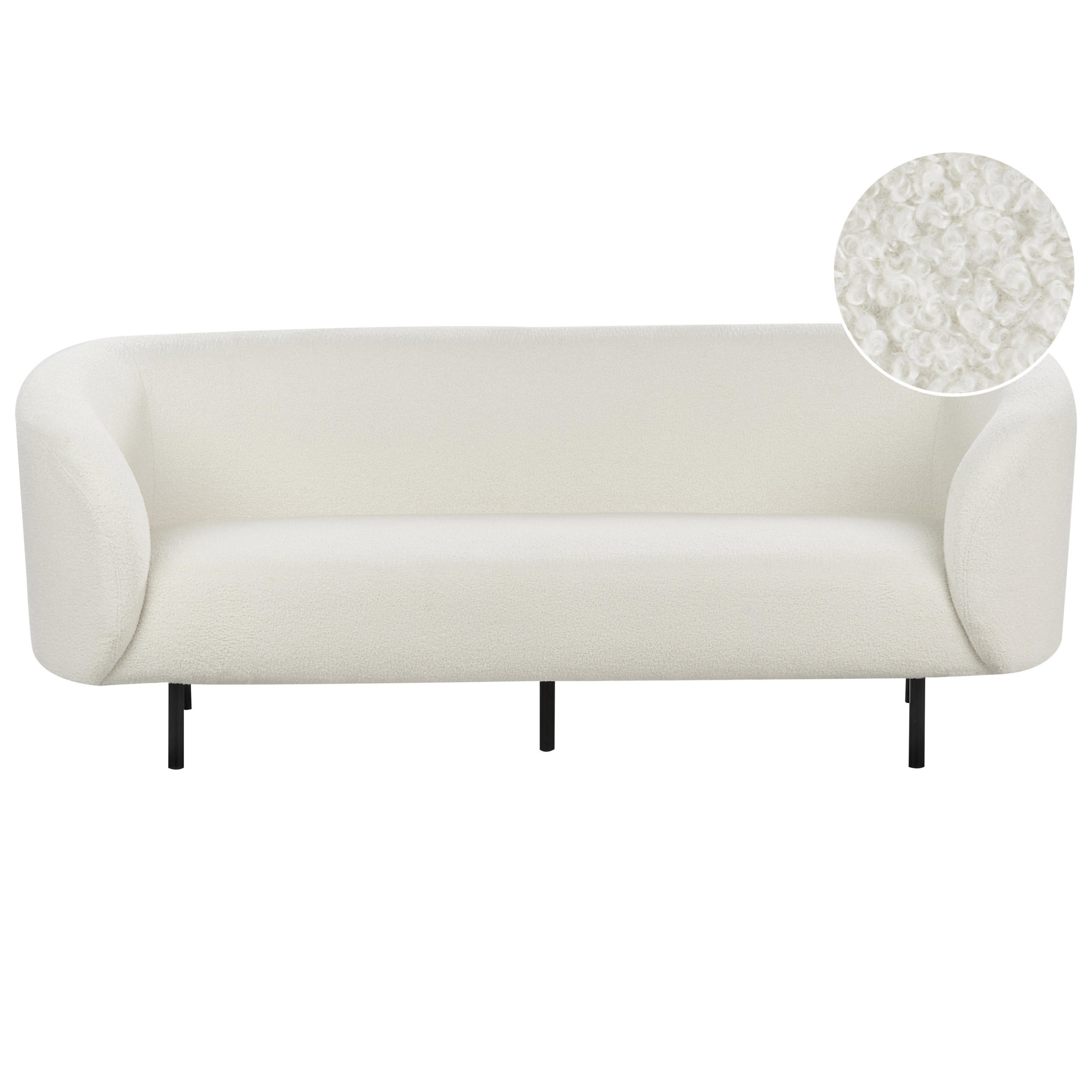 3-SITZER-SOFA Bouclé weiß/schwarz Loen - Schwarz/Weiß, Textil (200/79/70cm) - Beliani