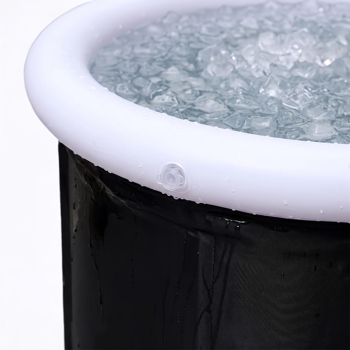 EISBADEWANNE Schwarz Weiß aufblasbar mit Thermodeckel 320 l - Schwarz, Kunststoff/Textil (75/75/75cm) - Relaxdays