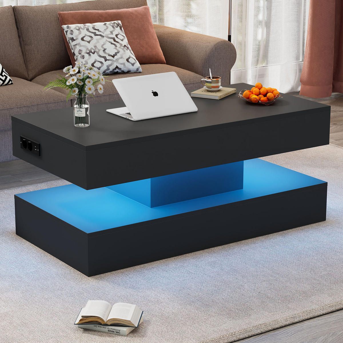 COUCHTISCH Schwarz - Schwarz, Holzwerkstoff (100/50/42cm)