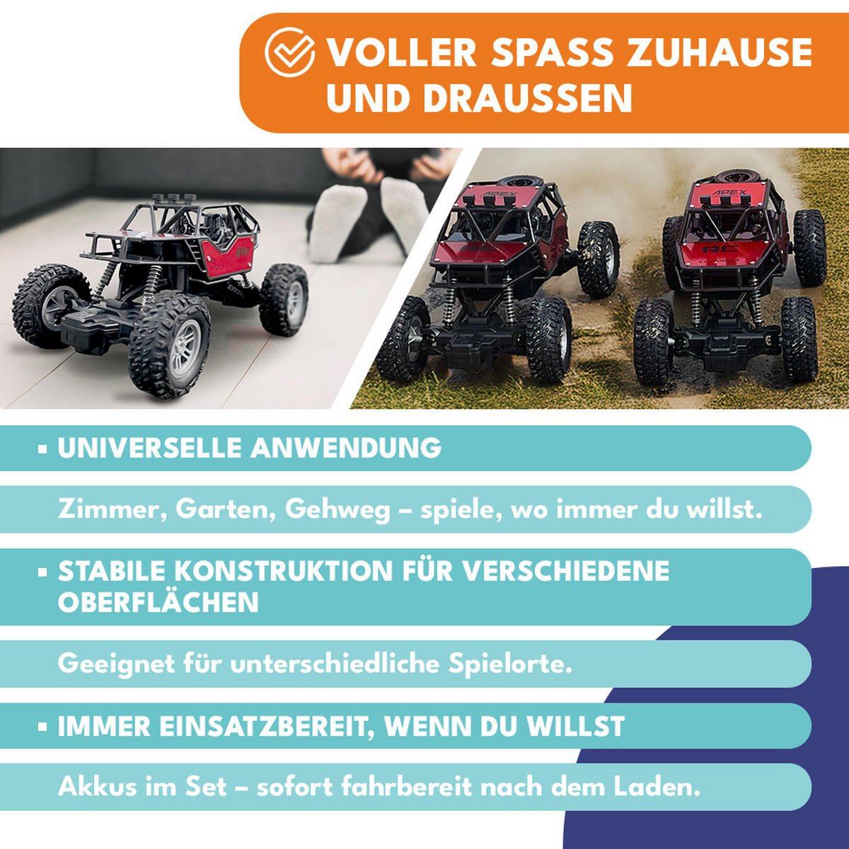 FERNGESTEUERTES AUTO Spielzeug ür Kinder - Rot, Kunststoff (12.5/11/21.5cm) - KRUMAD
