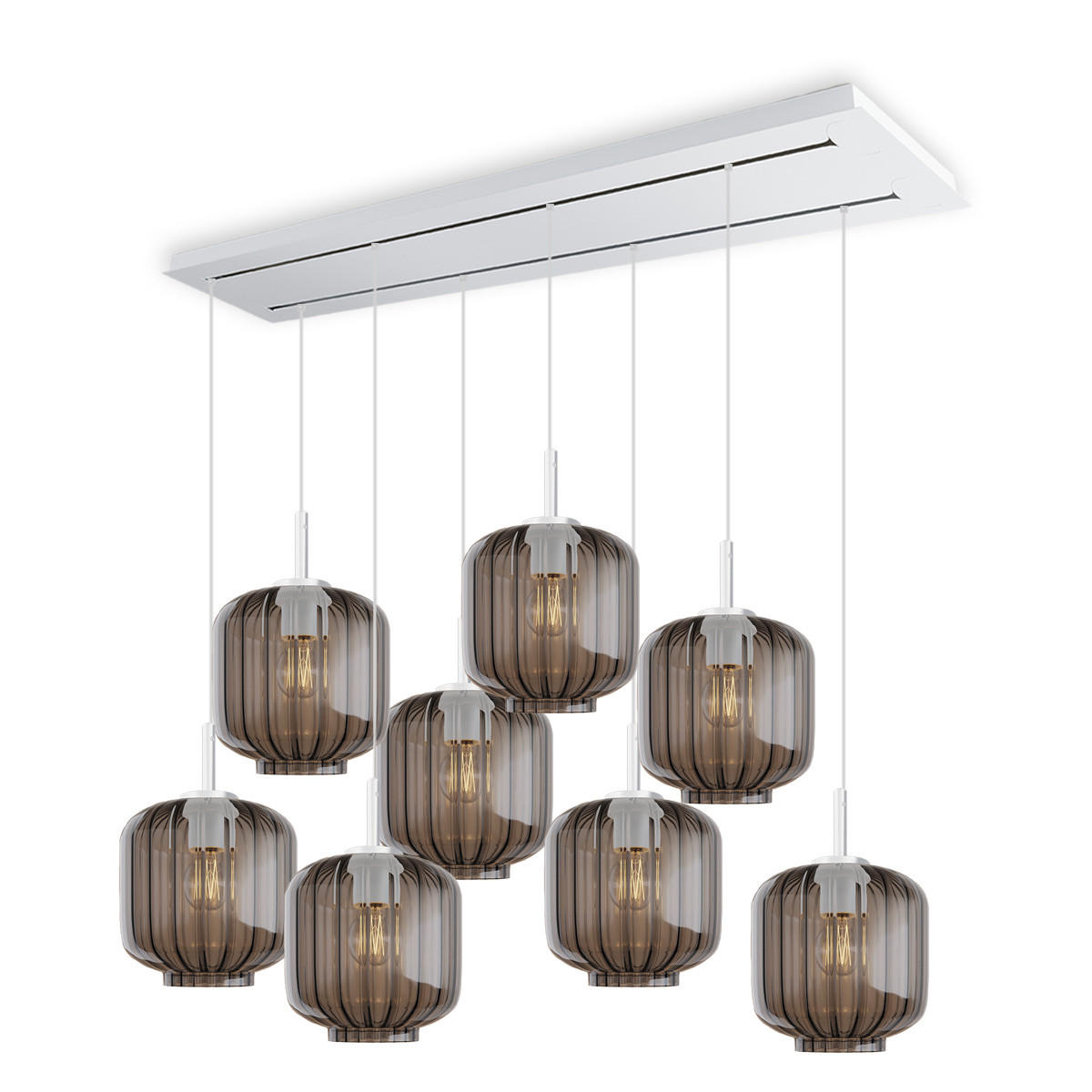 HÄNGELEUCHTE Velo 8-flammig Rauch Ø 20cm - Anthrazit/Weiß, Glas (20/20/20cm) - s.luce