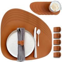 TISCHSETS aus Kunstleder Steinform 18 Teile - Cognac, Textil (40/32/3cm) - Miqio Design