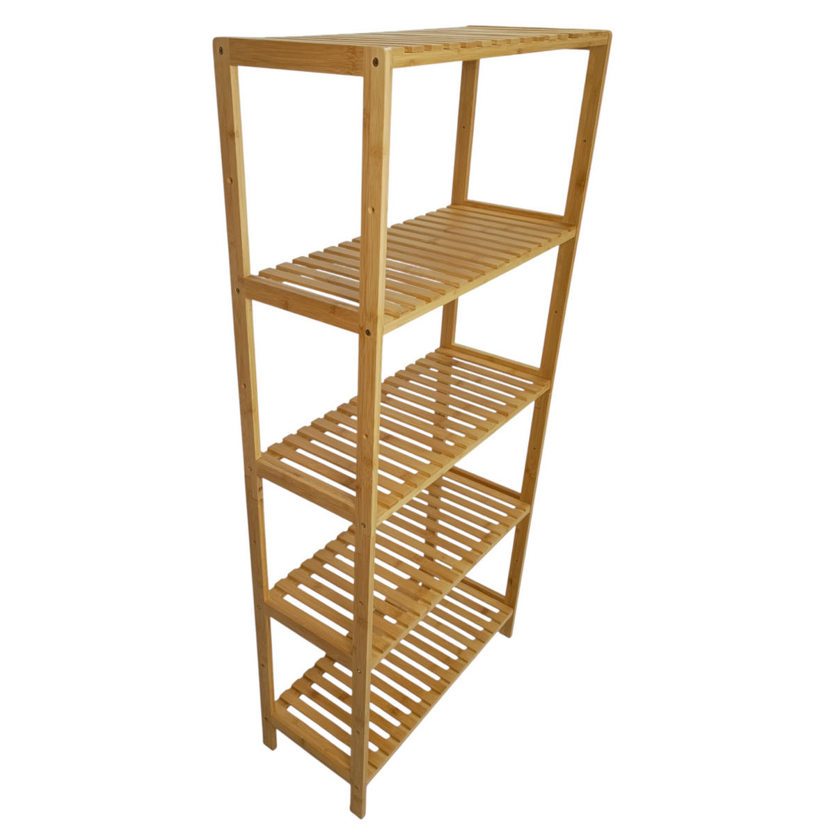 REGAL Bambus Naturfarben Badezimmerregal 5 Ebenen 60x26x130 cm - Naturfarben, Holz (26/130/60cm) - Begryf