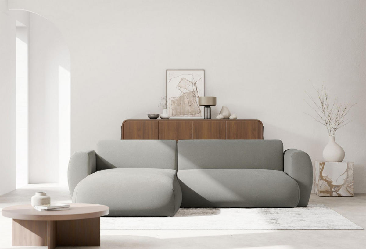 ECKSOFA Emia Hellgrau links - Hellgrau/Schwarz, Kunststoff/Textil (262/156cm) - Selsey