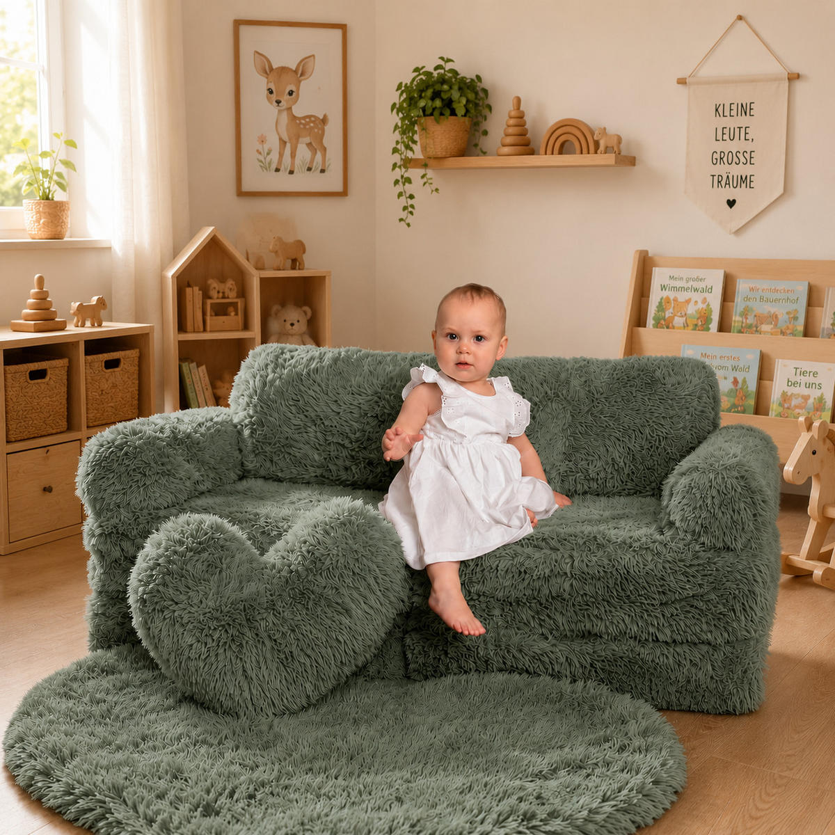 HERZKISSEN Mammoth flauschig - Salbeigrün, Textil (40/40cm) - MeowBaby