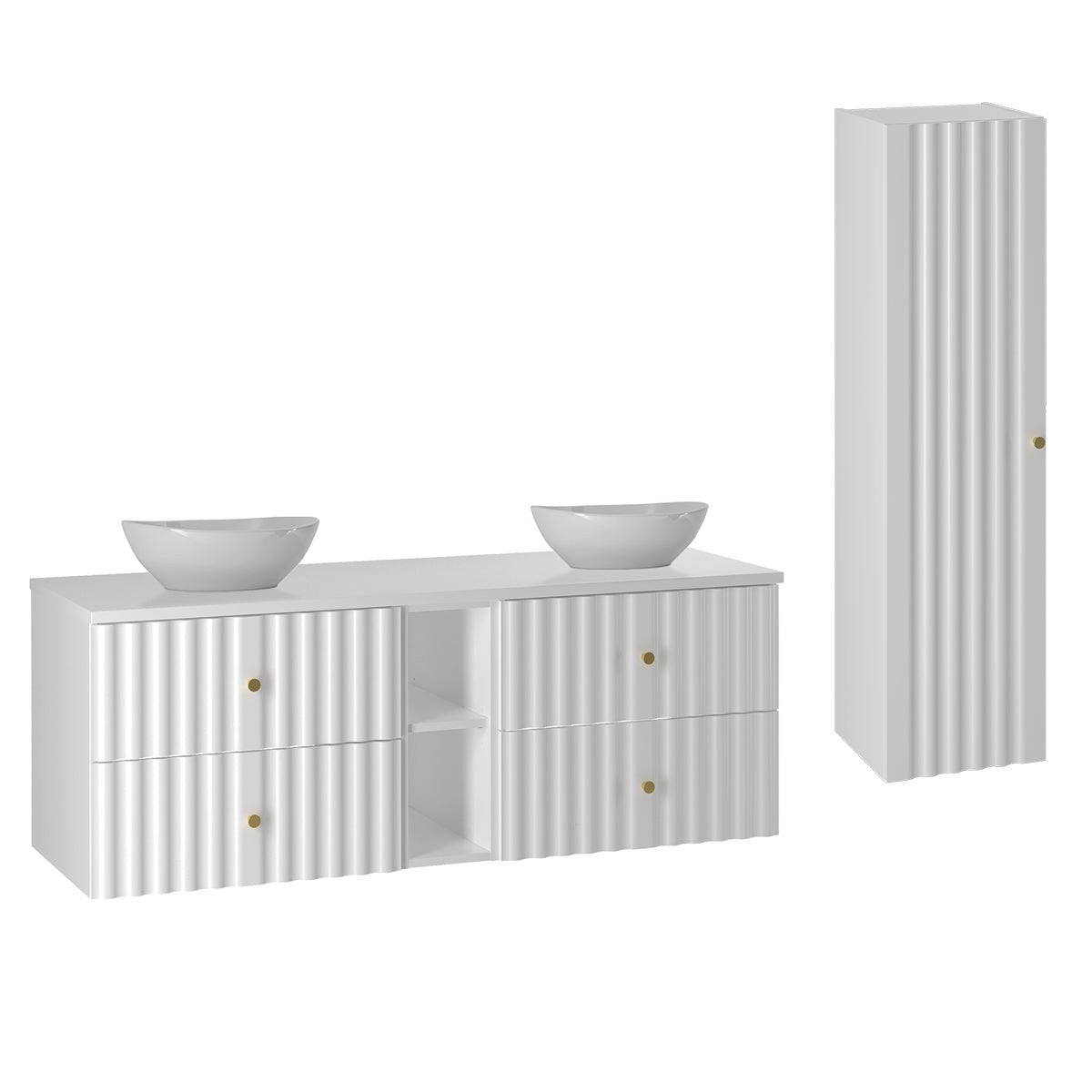Petits-meubles KOUPELNOVÝ NÁBYTEK 140.6cm Izae 2er-Set Bílá