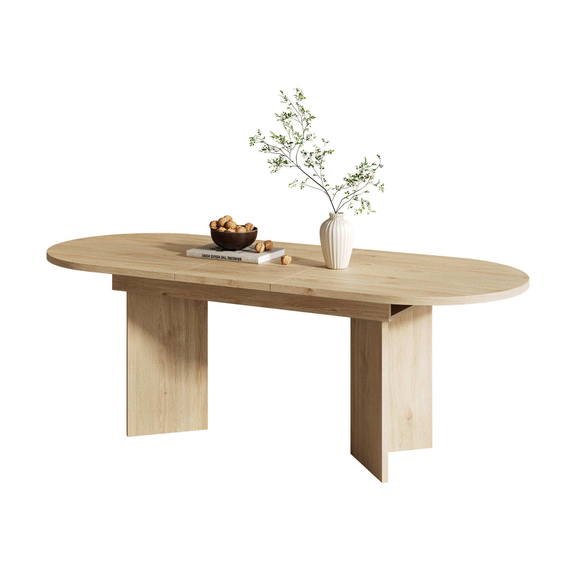 OKWISH JÍDELNÍ stůl 140/180 x 90 cm dubový z MDF rozkládací se zaoblenými rohy
