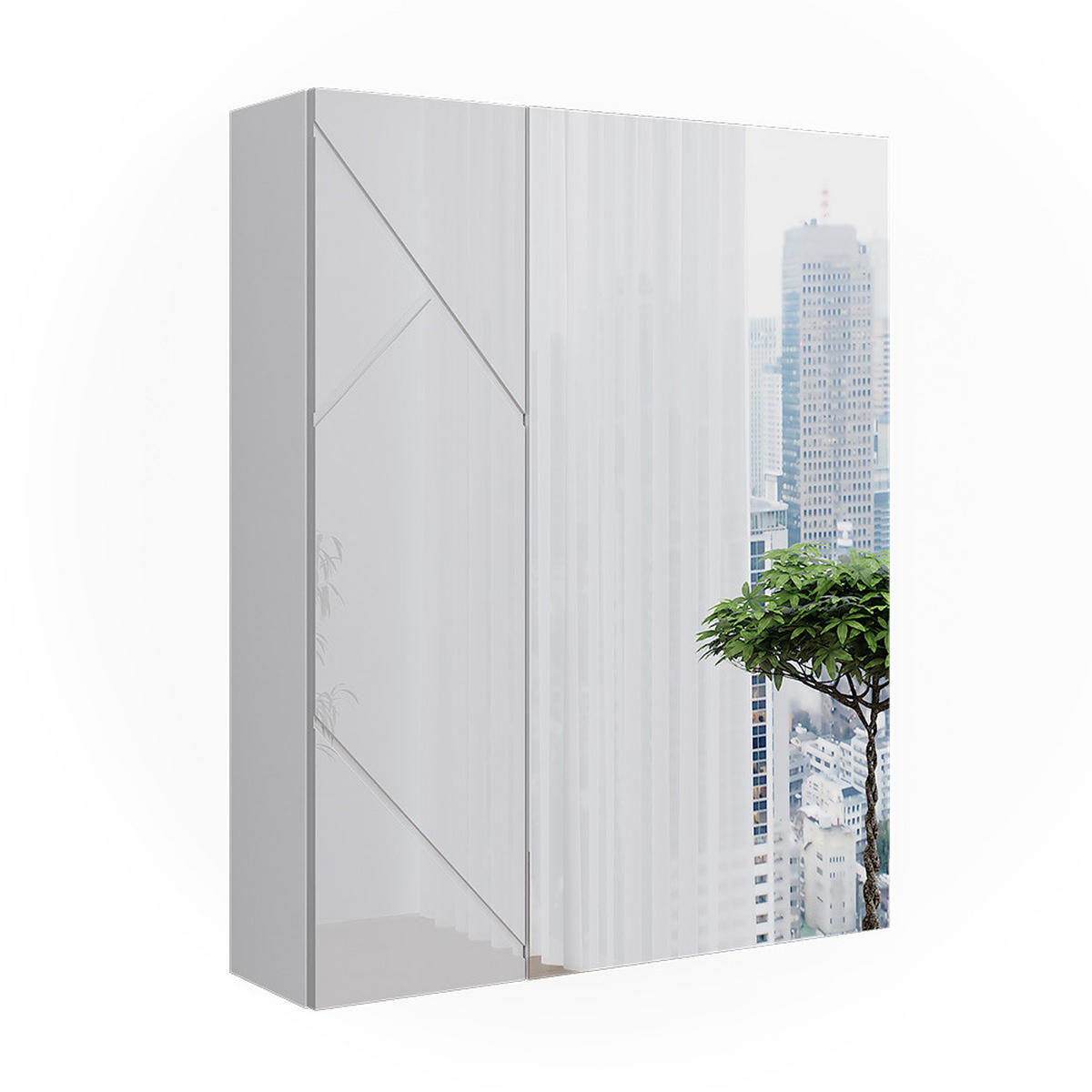BADSPIEGELSCHRANK Irma Weiß Hochglanz 60 x 75 cm - Weiß Hochglanz/Weiß, Holzwerkstoff (60/75/17.2cm) - Vicco