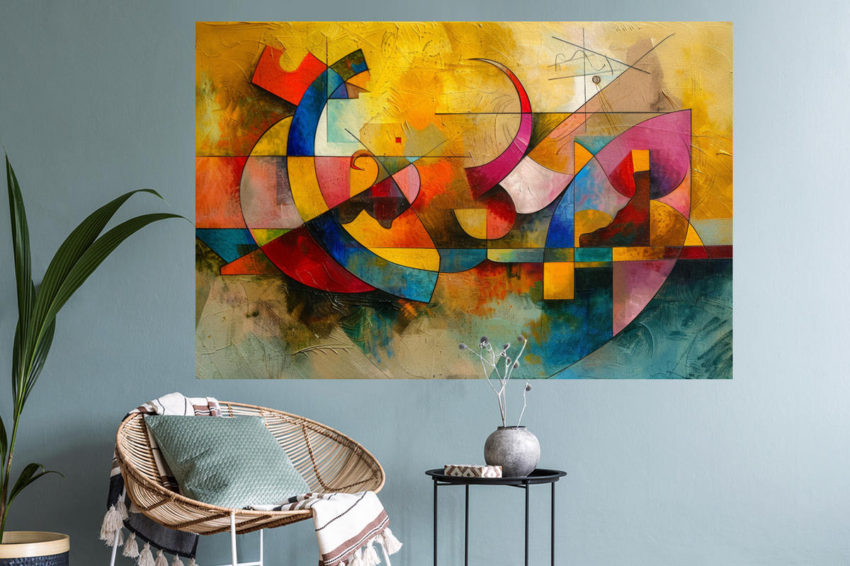 WANDTATTOO Kunst - Abstrakt - Modern 120x80 cm - Gelb, Kunststoff (120/80/0.1cm) - MuchoWow