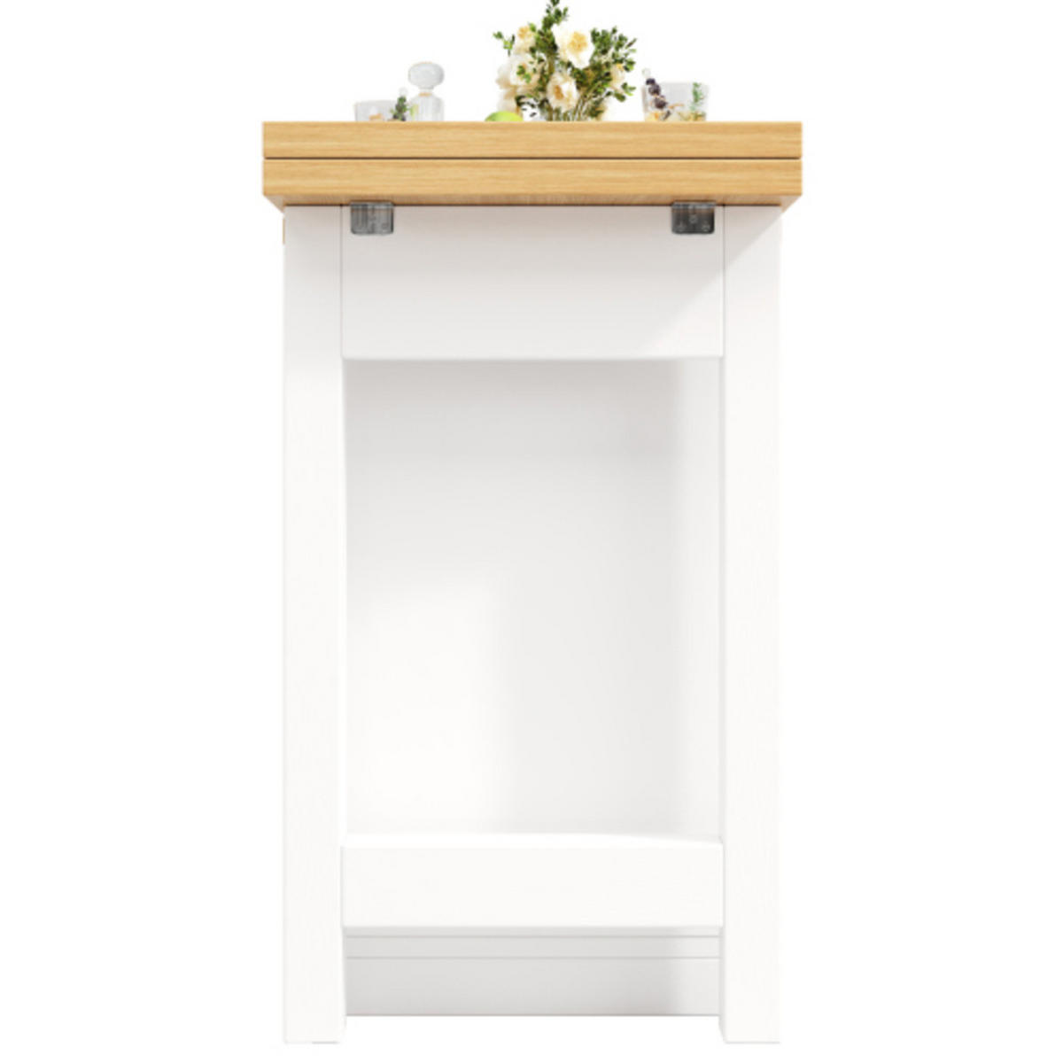 KÜCHENINSEL 120-197×40×74 cm aus MDF mit 360° drehbaren Tischpaneelen, Weinregal und vielfältigem Stauraum, weiß - Weiß, Holzwerkstoff (197/74/40cm) - Luhomfu