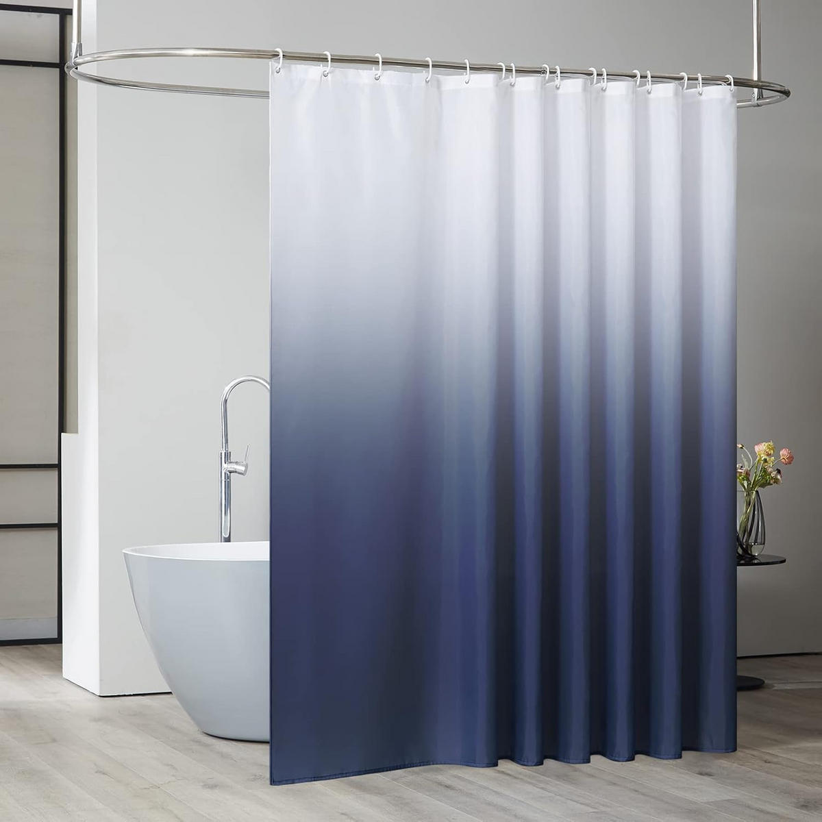 DUSCHVORHANG Marineblau wasserdicht schimmelresistent maschinenwaschbar mit Haken - Blau, Textil (200/240cm) - MCBOSON