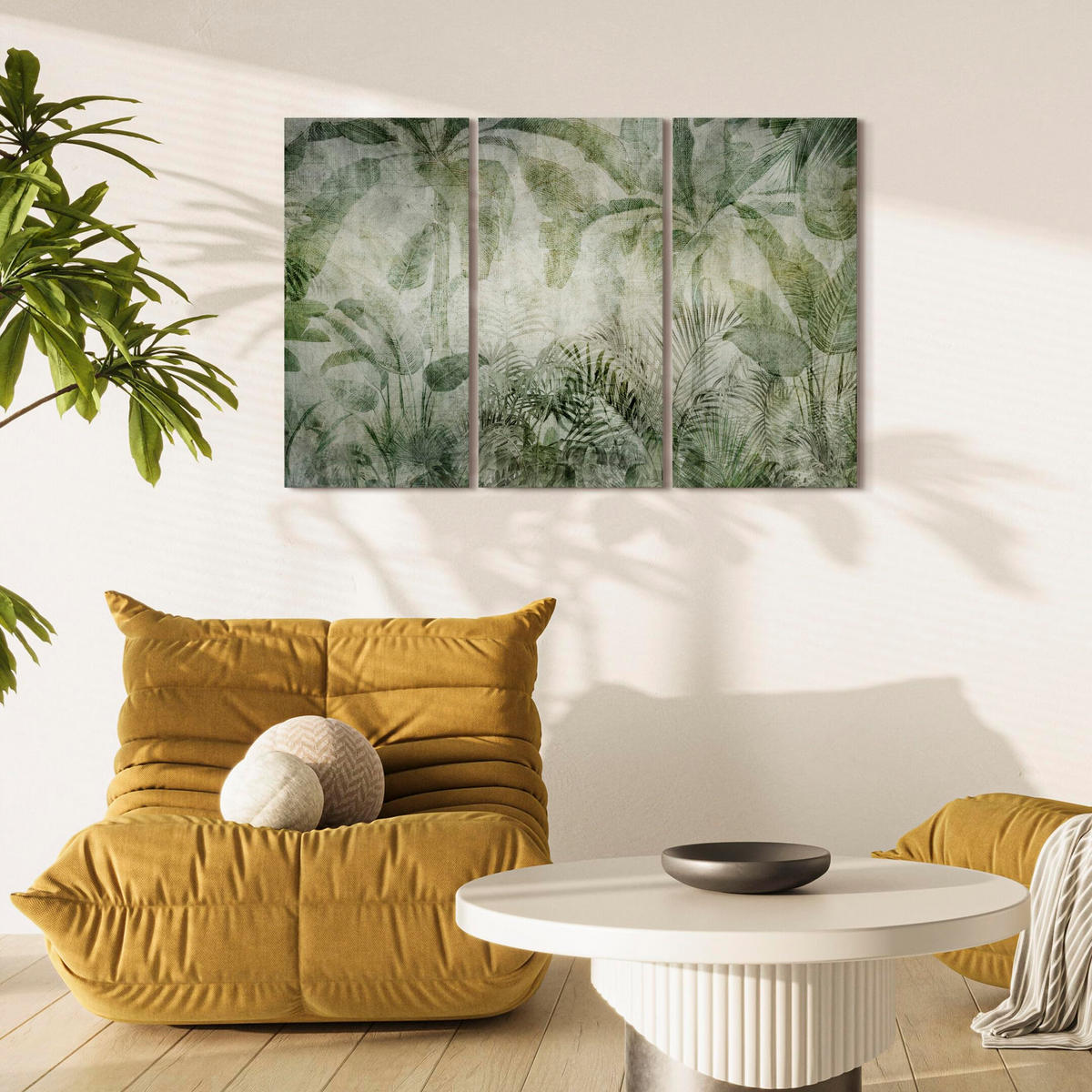 LEINWANDBILD Blätter 3-tlg. 120x80 cm - Multicolor, Holz (120/80cm) - LUMASOUL