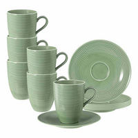 HENKELBECHER MIT UNTERTASSEN Beat Color Glaze Salbeigrün 350 ml 6er Set - Grün, Keramik (16.7/12.8/16.7cm) - Seltmann Weiden