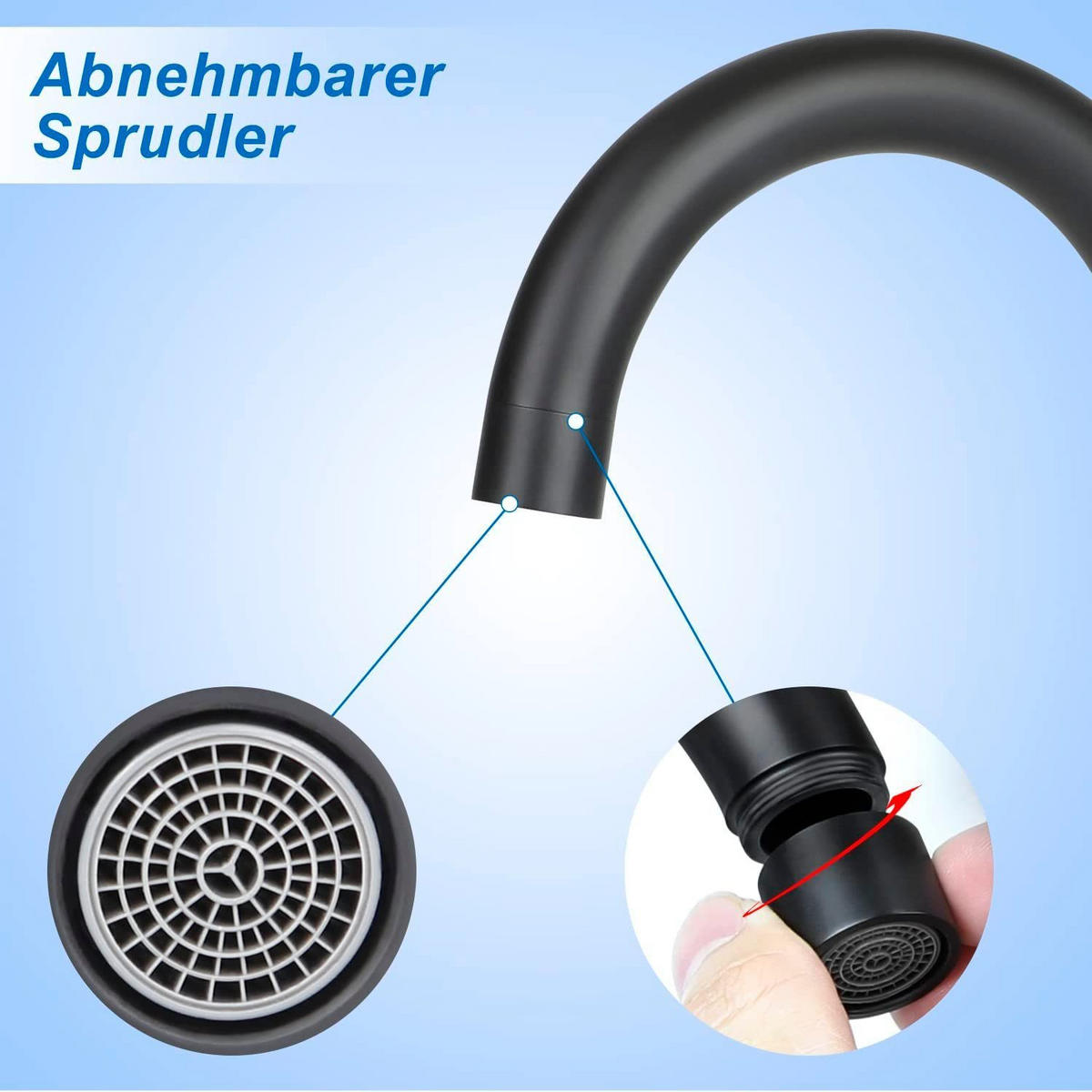 KÜCHENARMATUR Sarah - Schwarz, Metall (6/24/24cm) - Nettlife