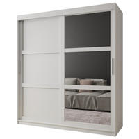 SCHWEBETÜRENSCHRANK 200/180/62 2-türig - Silberfarben/Weiß, Holz/Kunststoff (180/200/62cm) - MÖBEL KRYSPOL