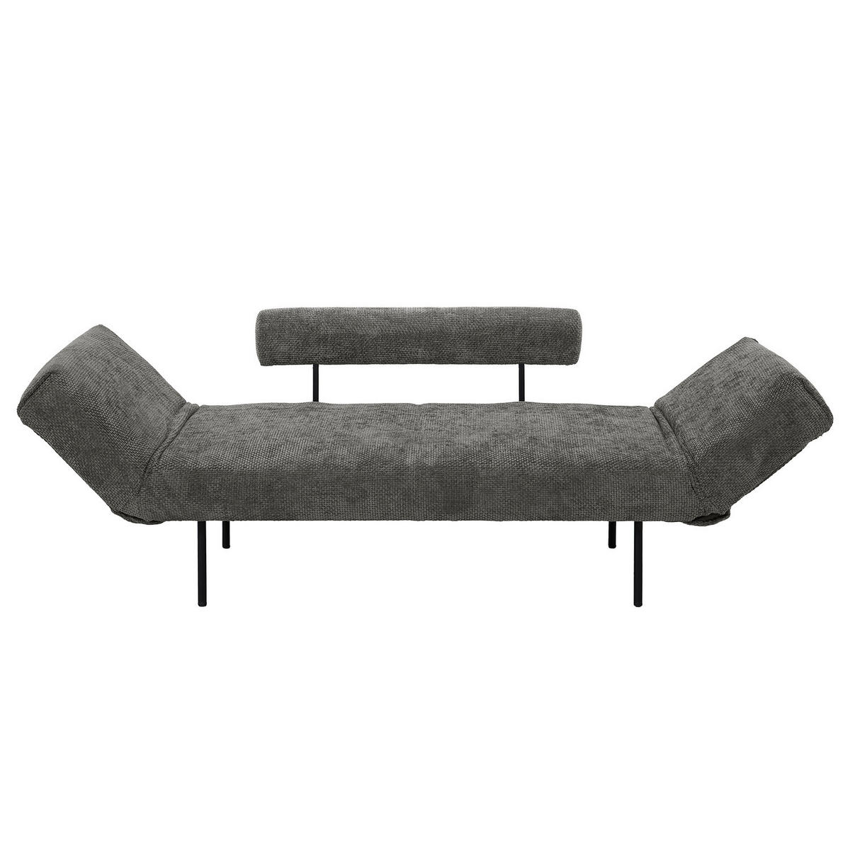 SCHLAFSOFA - Chenille - Dunkelgrau/Schwarz, Textil/Metall (181/70/75cm) - home24