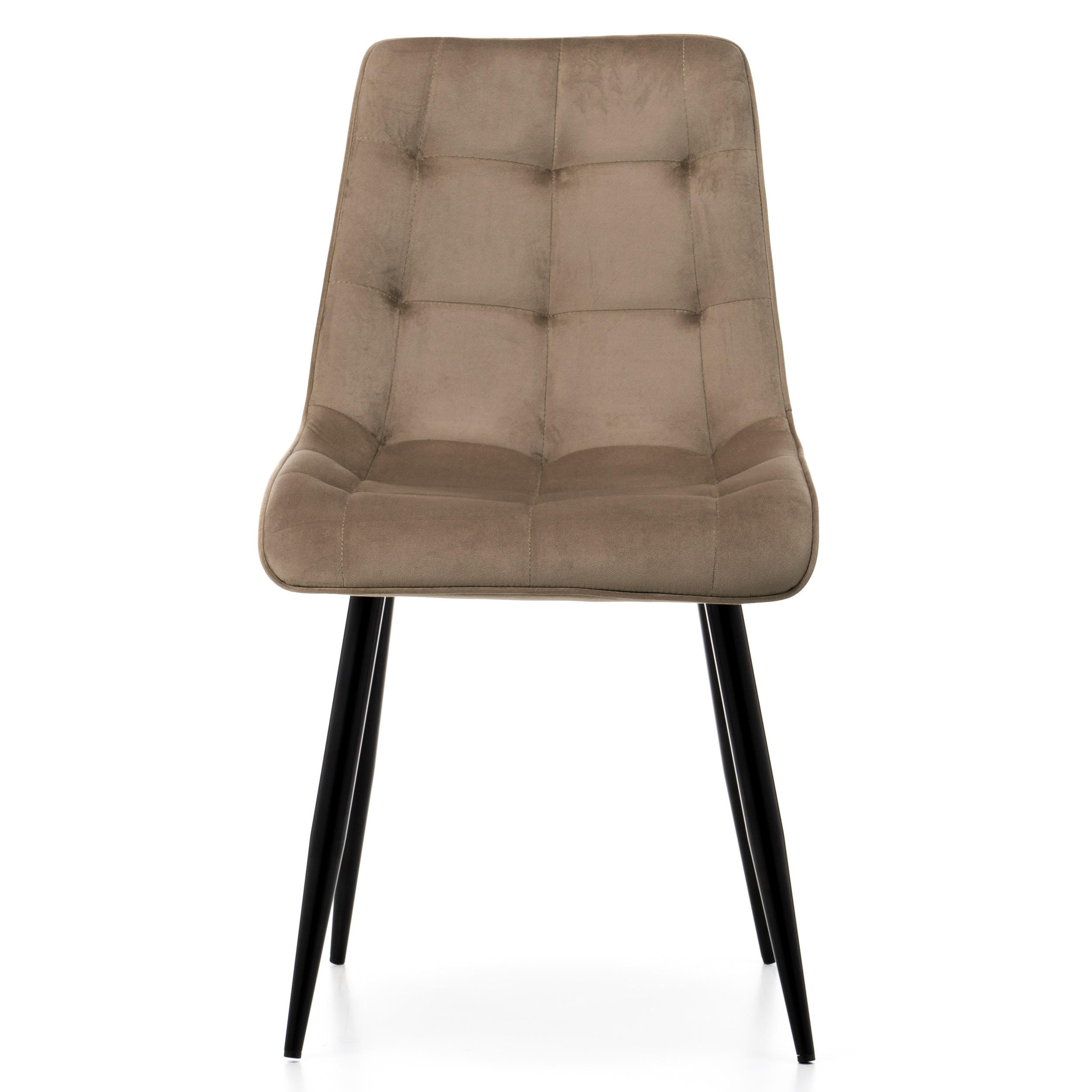 STUHL CHIC gespolsterter mit Steppung - dunkelbeige - Samt Velours - Beige/Schwarz, Metall (50/88/47cm) - NEW HOME