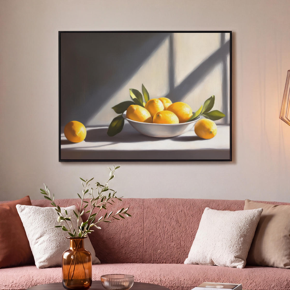 LEINWAND Bilder mit Rahmen - Zitronen - Stilleben - Gelb - 100x70 - Gelb, Textil (100/70cm) - MuchoWow