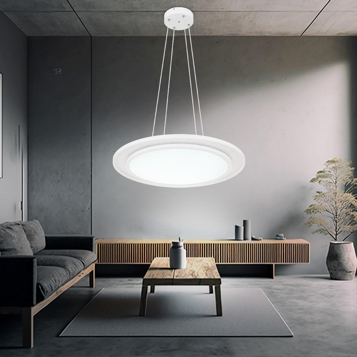 LED HÄNGELAMPE Weiß dimmbar RGB - Weiß, Metall (60/60/120cm) - Globo Lighting