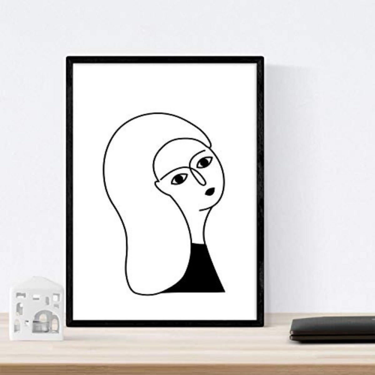 POSTER Set mit 4 „Vier Frauen in Weiß“ Zeichnungen A3 Rahmenlos - Klar, Papier (29.7/3cm) - Nacnic