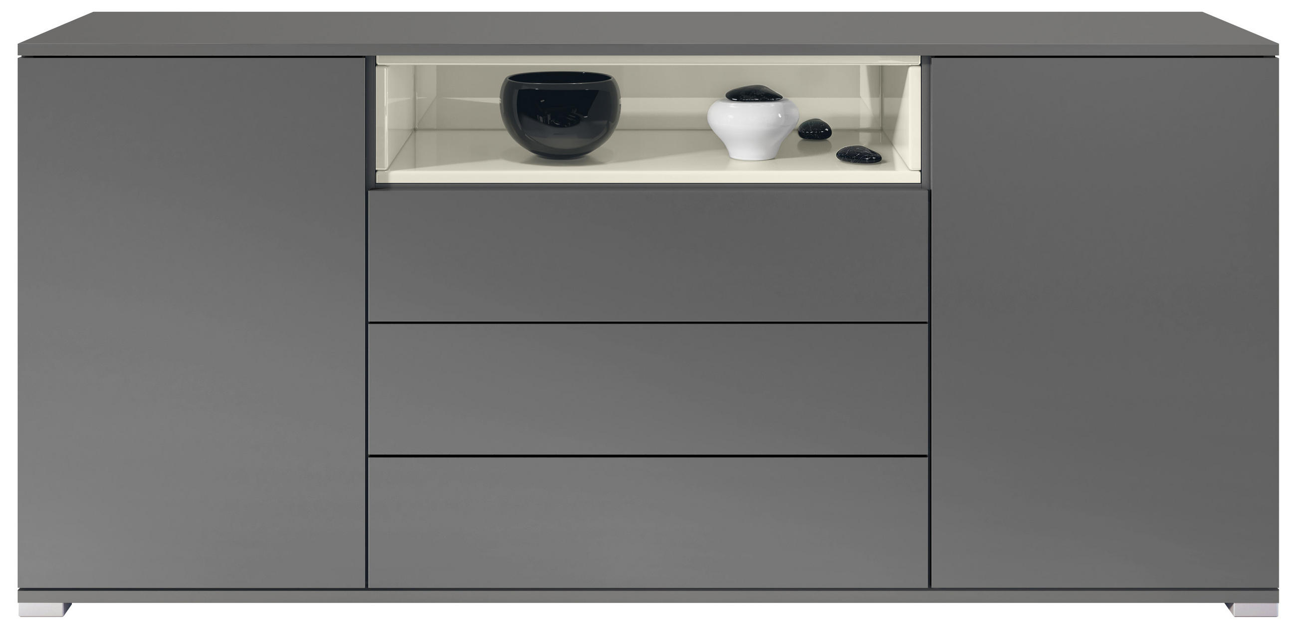 SIDEBOARD Skadu Creme Hochglanz - Creme, Holzwerkstoff (166.5/75.5/35cm) - Vladon