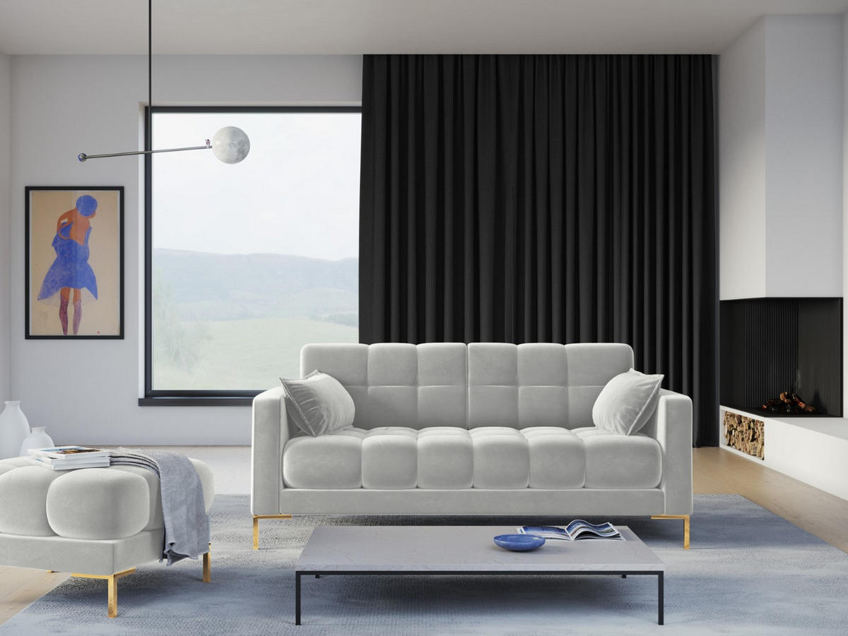 SOFA Mamaia aus Samt silber 2 Sitzplätze - Silberfarben, Textil (92/75/152cm) - Micadoni