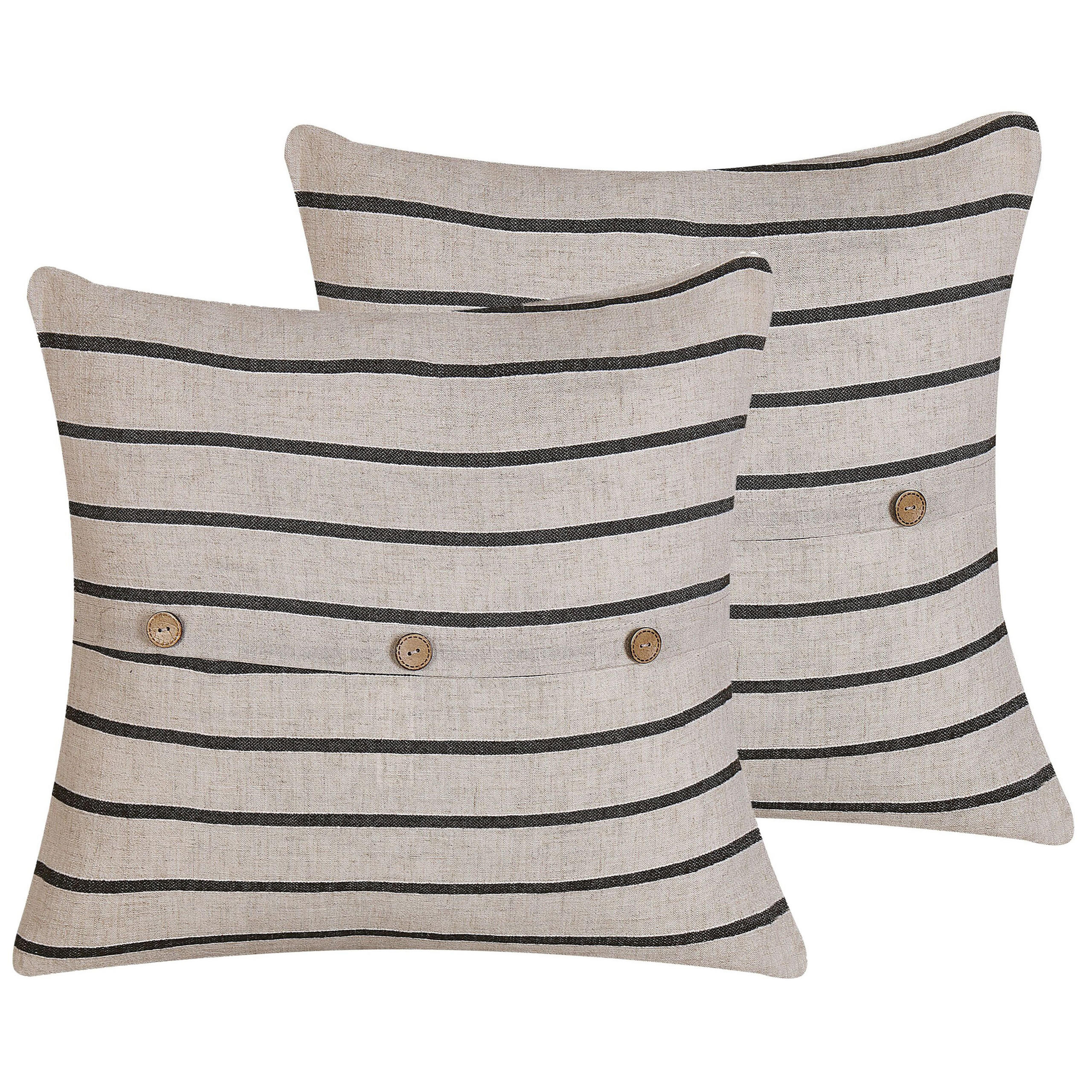 DEKOKISSEN 2er-Set Beige 43/43 cm Cynara - Beige, Naturmaterialen/Textil (43/43cm) - Beliani