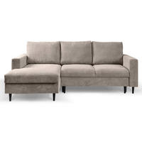 ECKSOFA Nalika Beige mit Cordbezug - Beige/Schwarz, Holz/Textil (230/143cm) - Selsey