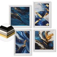 WANDBILDER 4er-Set - 50x50 cm & 40x60 cm Weißer Rahmen - Abstrakte, elegante Muster - Weiß, Kunststoff (50/50cm) - ArtPrintCave