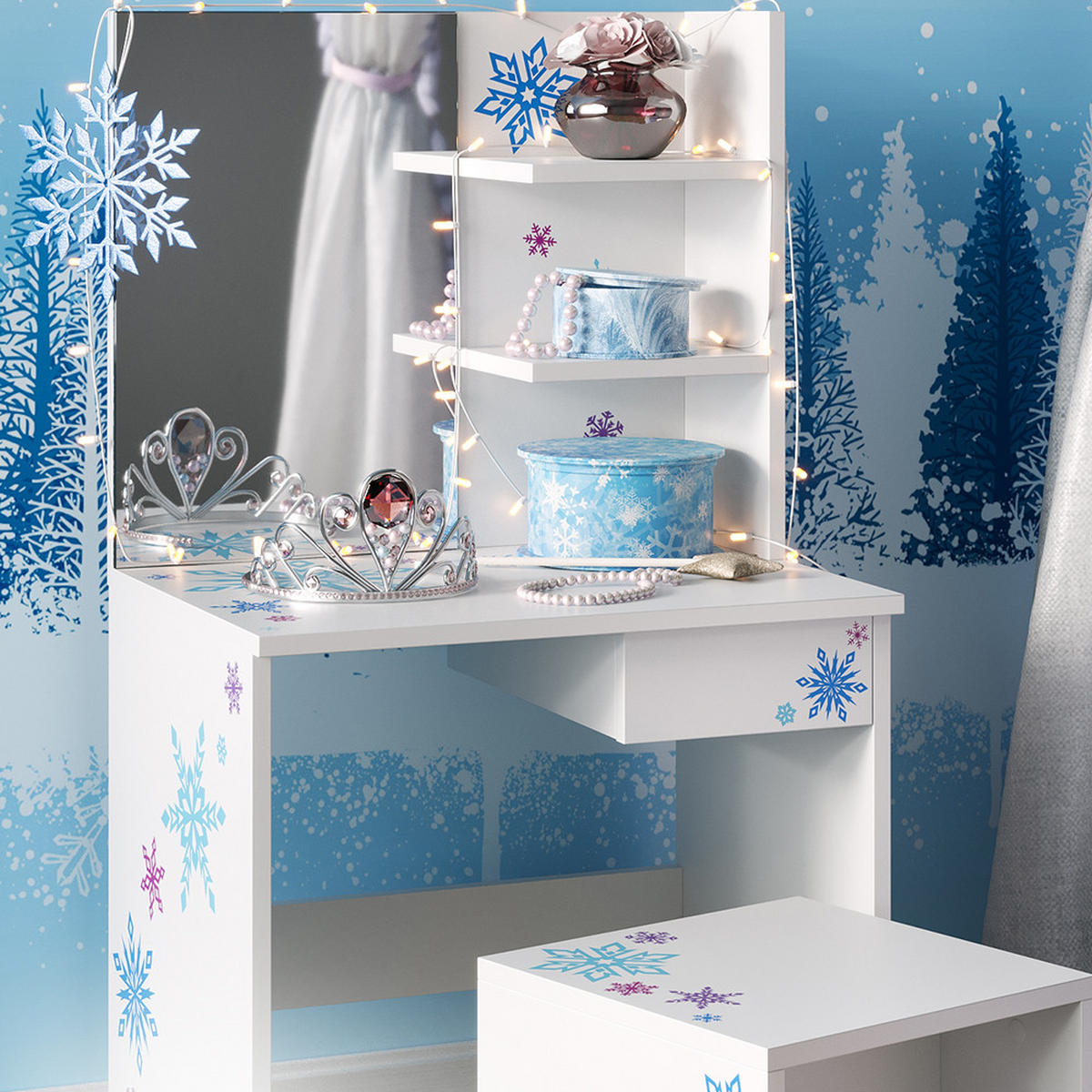 DĚTSKÝ TOALETNÍ STŮL Schneeflocke Bílá - bílá, kompozitní dřevo (54.8/103/40cm) - Vicco