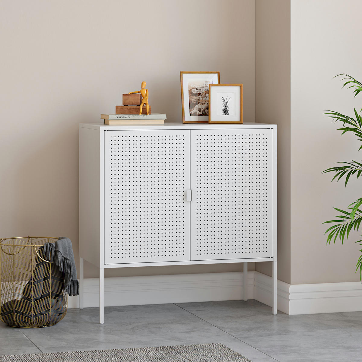 SIDEBOARD Castelli - Weiß, Metall (80/82.5/40cm) - [en.casa]
