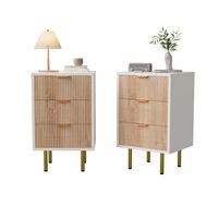 NACHTTISCH 2er Set 3 Schubladen Holz weiß Holzoptik - Weiß, Holz (40/65/40cm) - LEBENLANG