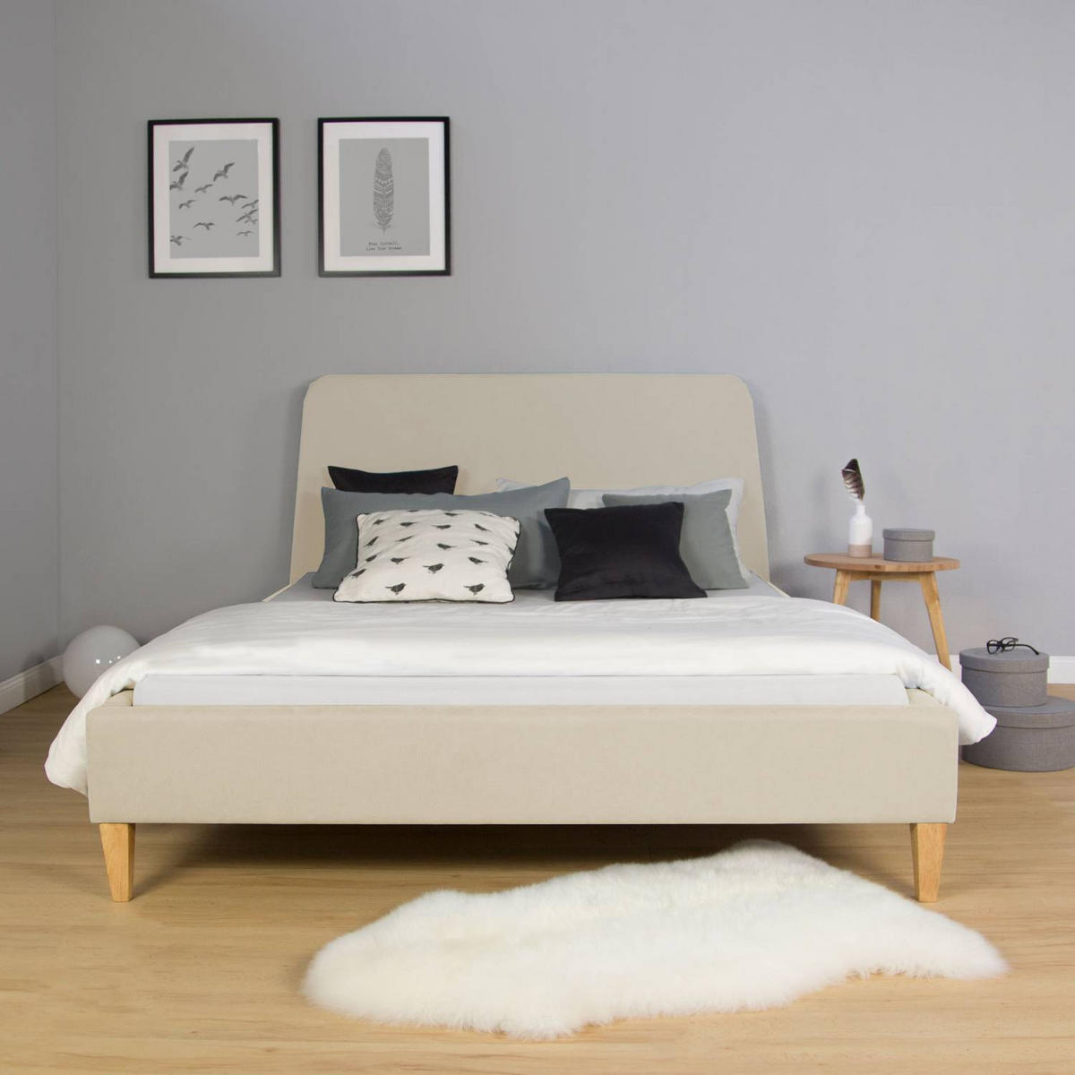 POLSTERBETT mit Lattenrost 140/200 cm in Beige - Beige, Textil (140/200cm) - Homestyle4u