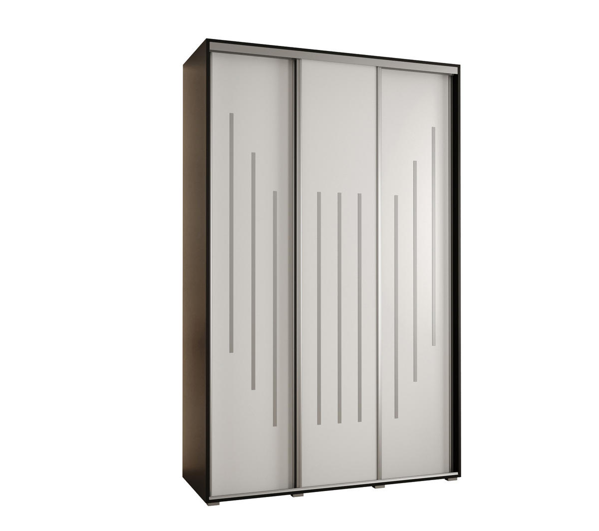 SCHWEBETÜRENSCHRANK 235,2/160/45 3-türig - Silberfarben/Schwarz, Holz/Metall (160/235/45cm) - Abiks Möbel