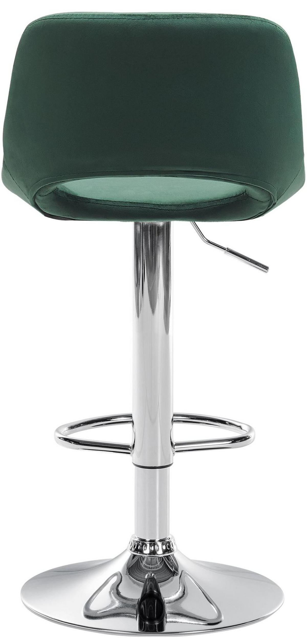 BARHOCKER 2er Set Samt grün - Chromfarben/Grün, Textil/Metall (42/86/46cm) - CLP
