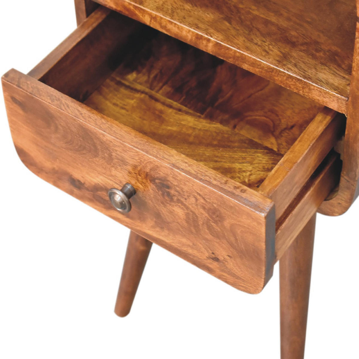 NACHTTISCH mit offener Ablage - Messingfarben/Braun, Holz/Metall (30/55/30cm) - Artisan Furniture