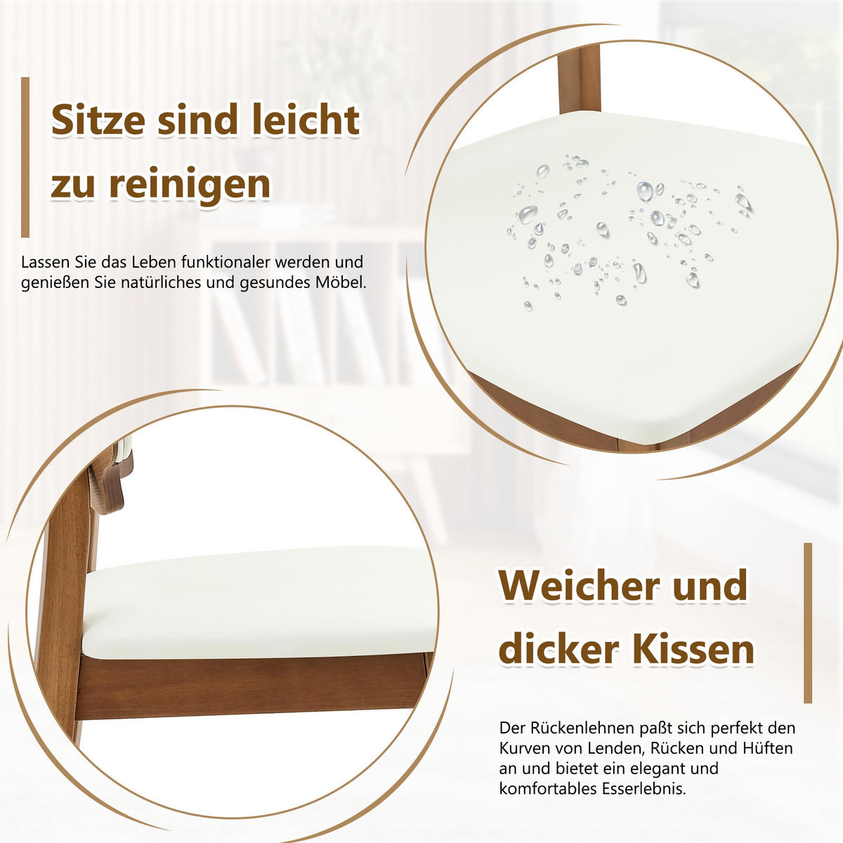 STUHL-SET DE-36734 2 Stück mit Schmetterlingsrückenlehne Weiß - Weiß, Holzwerkstoff (43/87.5/51cm) - ComfortXL