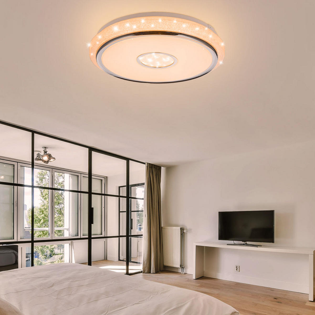 LED DECKENLEUCHTE DANI weiß Kristall - Weiß, Kunststoff (50/50/9.5cm)