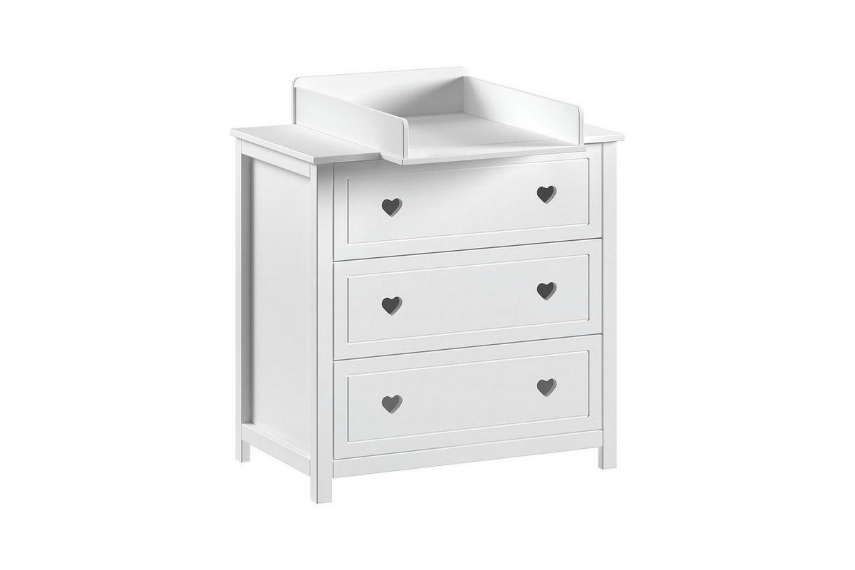 BABYZIMMER SET Kamila 3tlg Weiß Bett Kommode Wickelaufsatz - Weiß, Holz (67/88/129cm) - 58aufmkessel