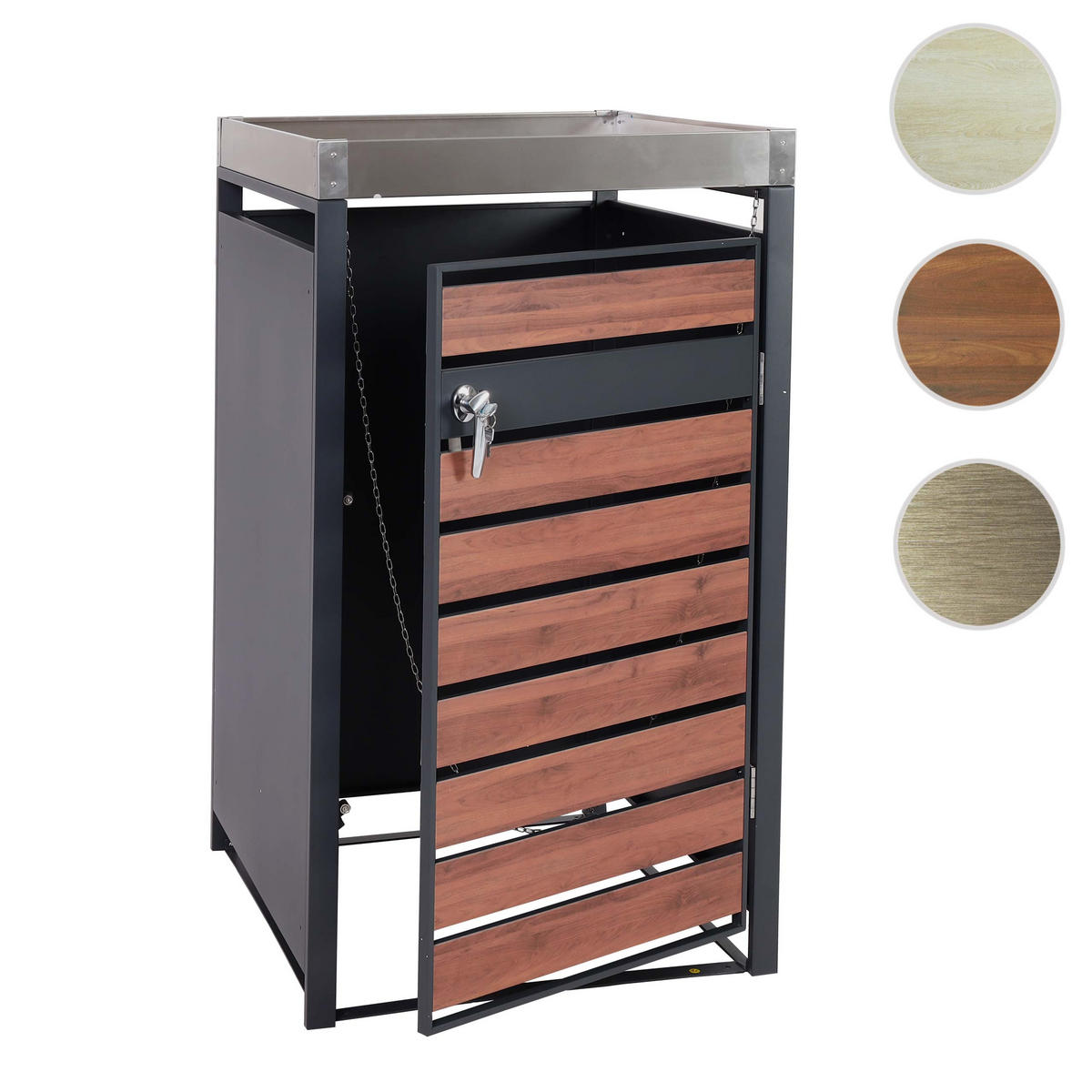 MÜLLTONNENVERKLEIDUNG 1ER Kirschbaum Dekor - Kirschbaumfarben, Metall (68/125/80cm) - MCW