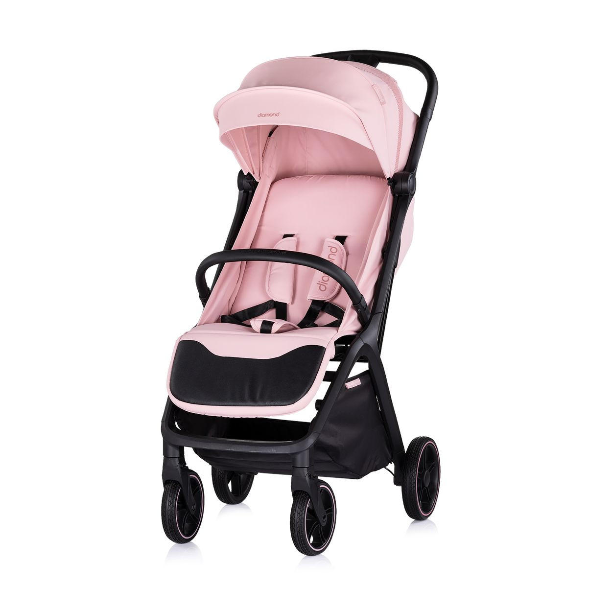 KINDERWAGEN Diamond rosa Aluminium, PU-Räder, 5-Punkt-Gurt, Sicherheitsgurt, Hinterradbremse - Rosa, Metall (76/50/109cm) - Chipolino