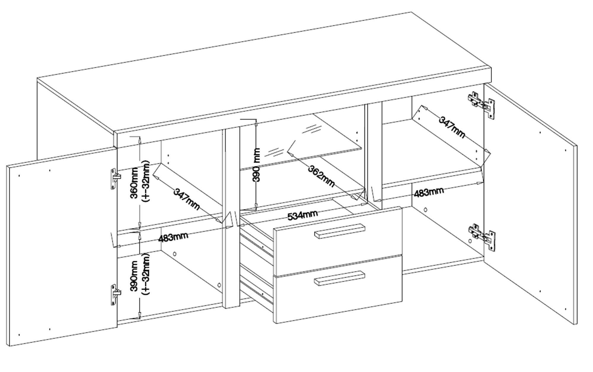 Thumbnail - Meblini Sideboard, Braun, Graphit, Holzwerkstoff, 157x20x40 cm, Wohnzimmer, Kommoden & Sideboards, Sideboards
