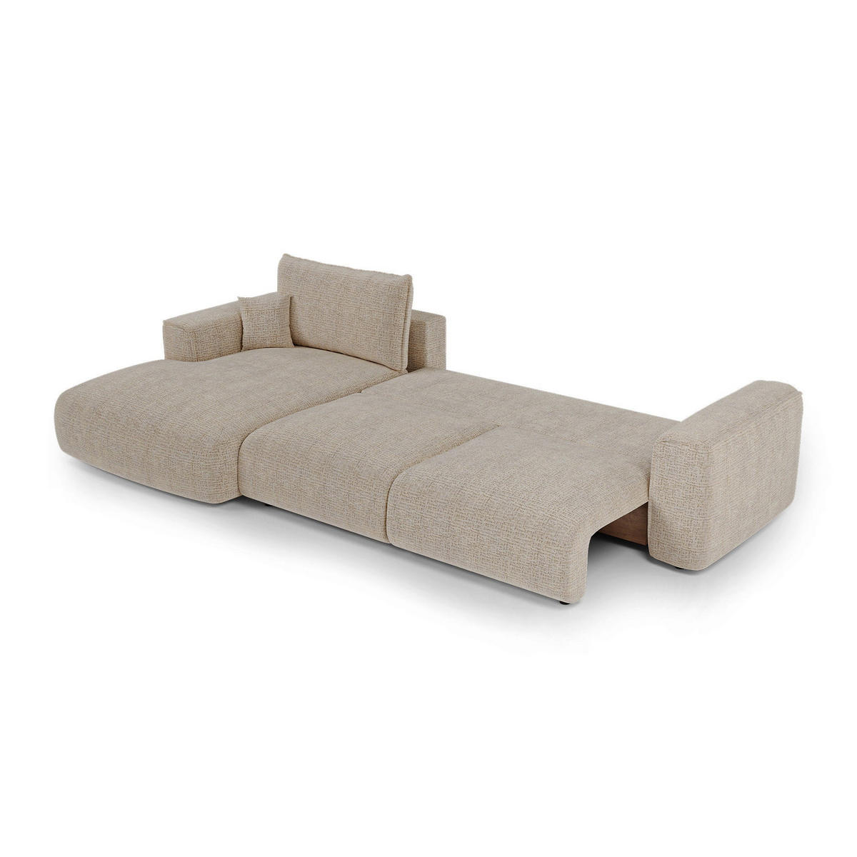 LINKSECK-SCHLAFSOFA mit Stauraum COMO Kettgewebe mit weichem Griff Beige 297cm - Beige, Textil (297/167cm) - Premium Interiors