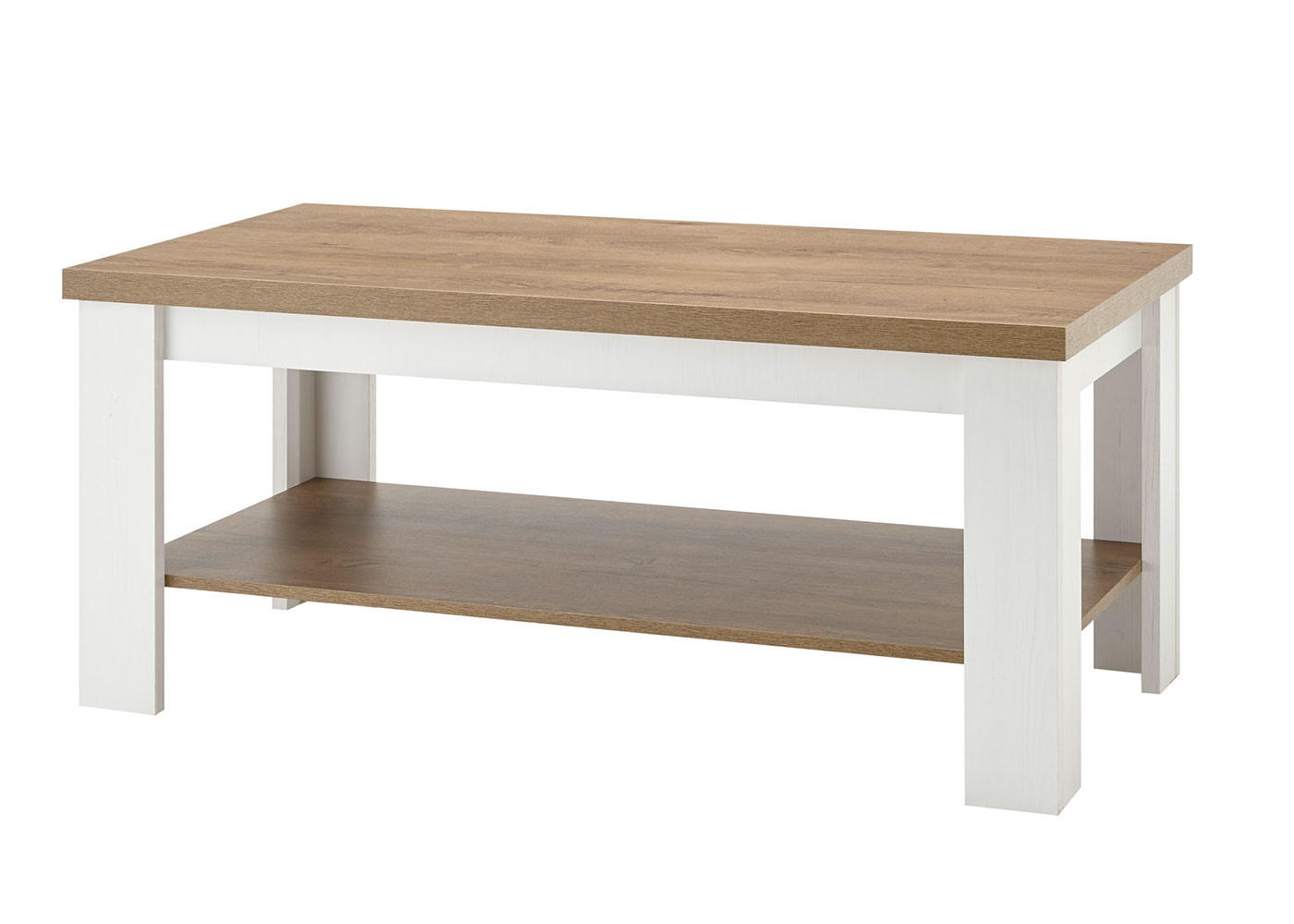 COUCHTISCH Provence Pinie weiß / Eiche hell 120 / 60 / 50cm - Eichefarben/Pinienfarben, Holz/Holzwerkstoff (60/120/50cm) - Feldmann-Wohnen