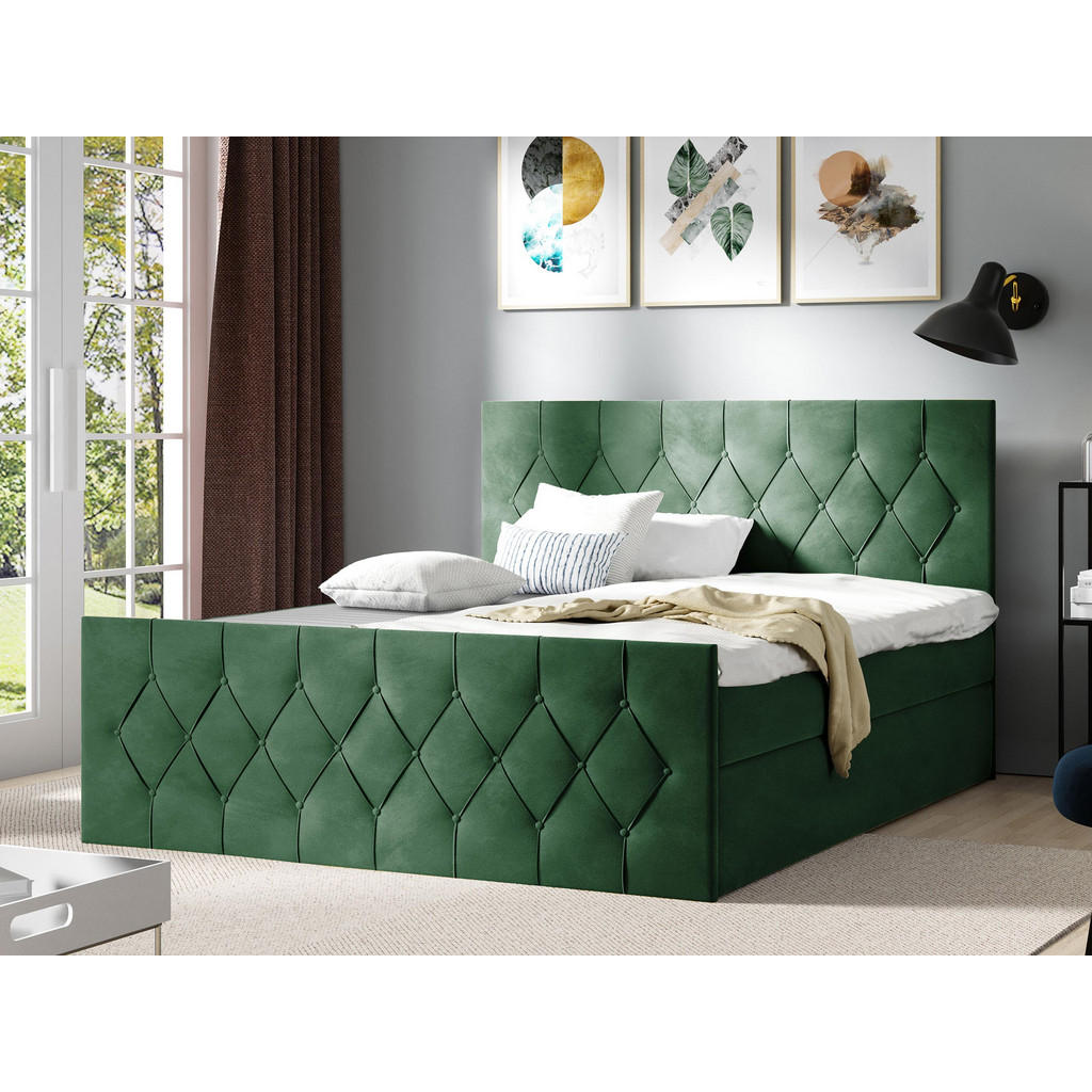 Thumbnail - Mirjan24 Boxbett, Grün, Holz, H3, 120x200 cm, Schlafzimmer, Betten, Boxspringbetten